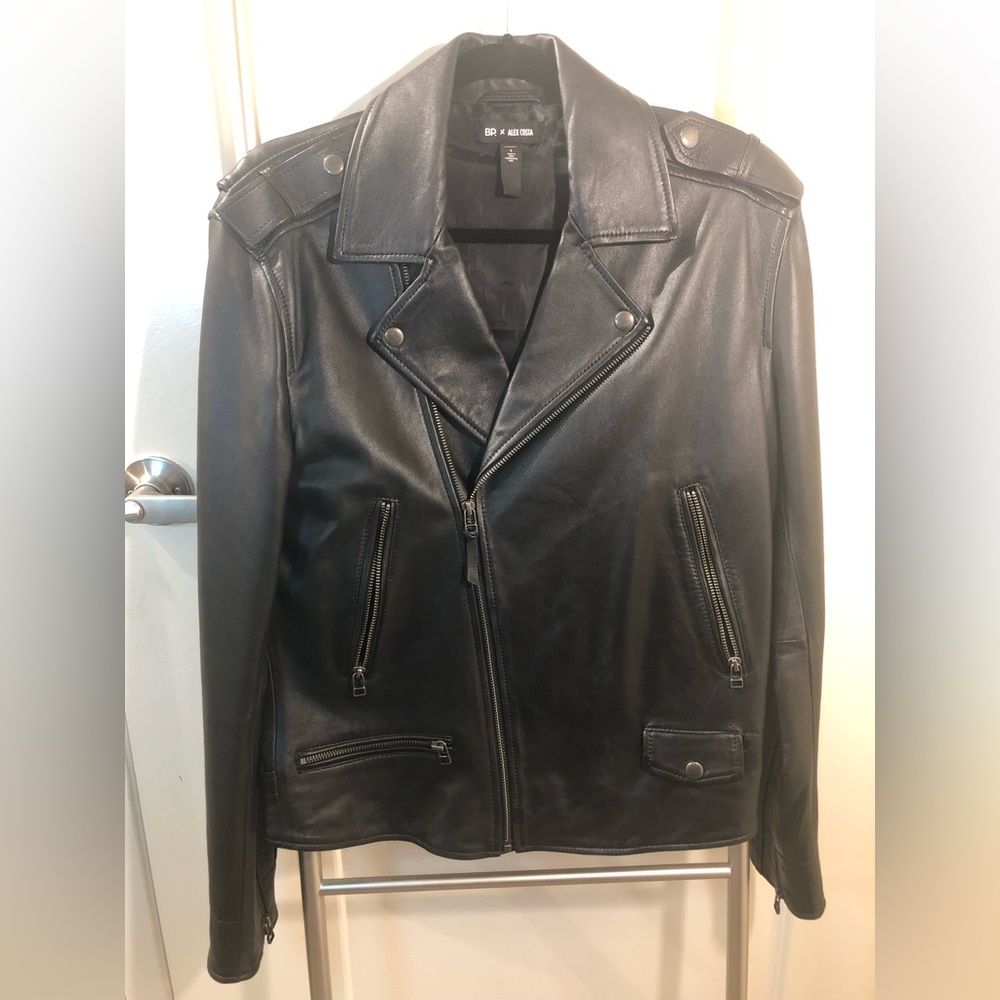Nordstrom BP x Alex Costa Black Leather Moto Jacket Men’s size Small